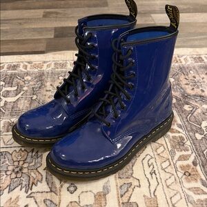 NWOT - Dr. Martens Shiny Blue Patent 1460 Lace-Up Boots - Women’s Size 11